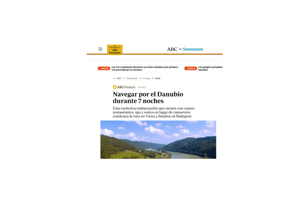 ABC destaca a Riverside Luxury Cruises y su experiencia en el emblemático Danubio